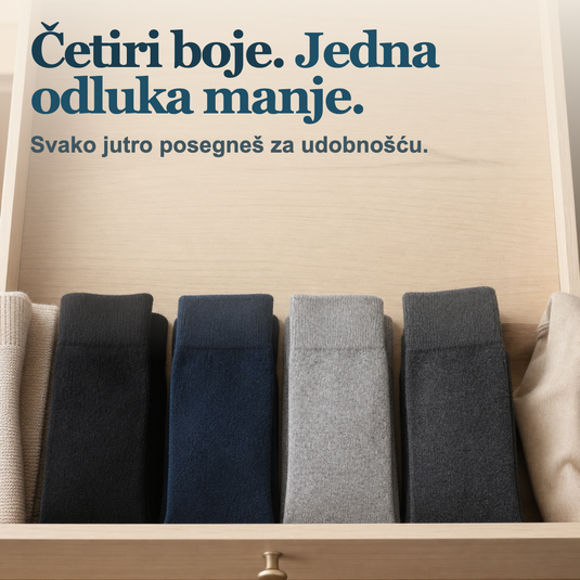 Nogavice Dr. Füss v štirih barvah, lepo zložene v predalu