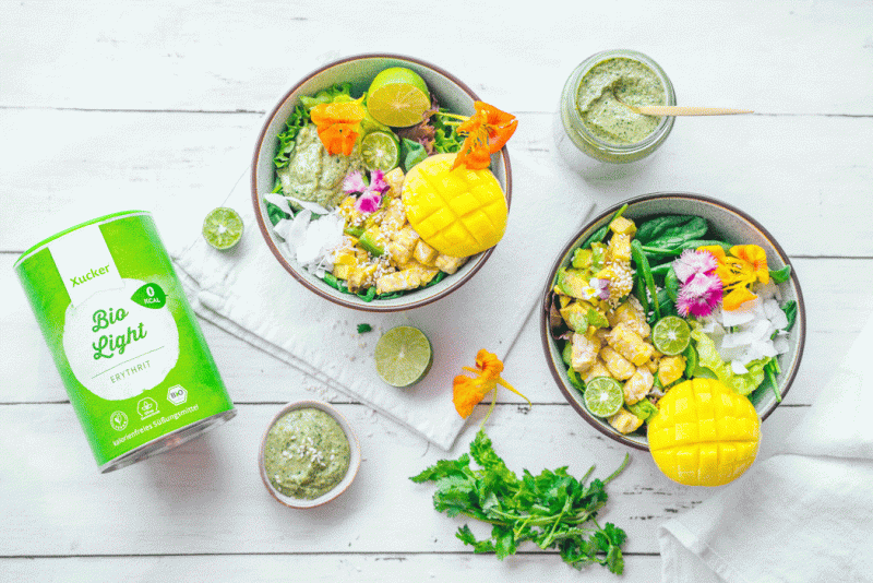 Salad bowl with cilantro-lime dressing